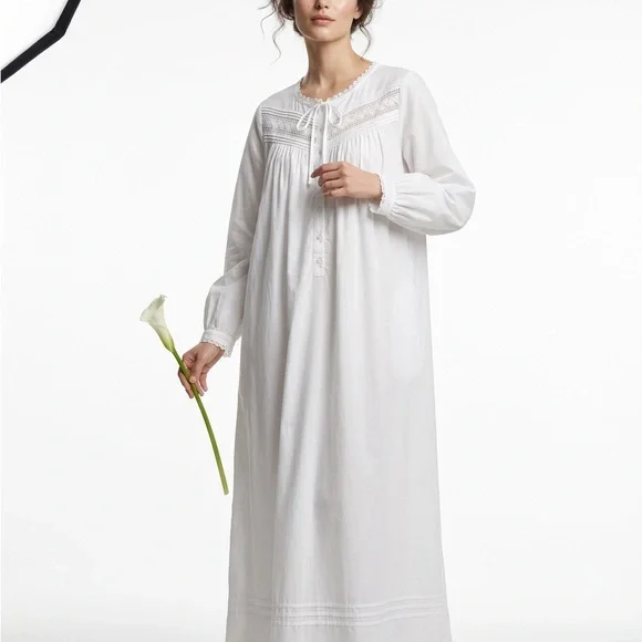 Eileen West 100% Cotton Victorian Nightgown - Cottagecore Heirloom Gown (Size L) - Picture 1 of 7